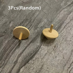 3pcs Handcrafted Wooden Tops with Unique Grain Patterns for Kids Ages 6