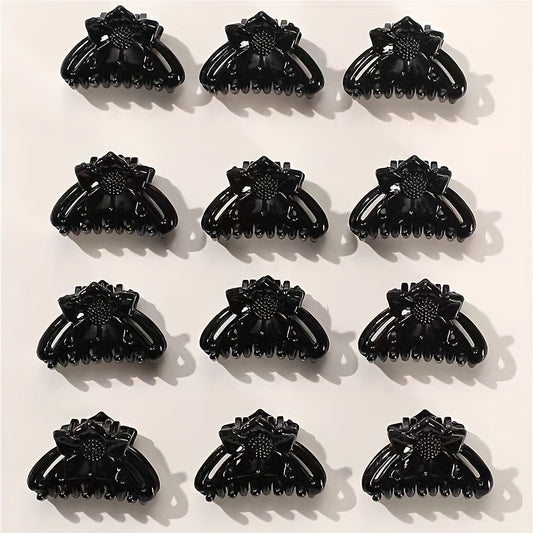 12pcs Small Flower Hair Claw Clip Strong Hold Hair Jaw Clip For Thick Hair