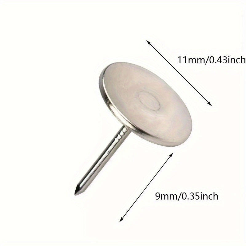 100pcs Nickel Plated Flat Head Push Pins Silver Office Push Pins