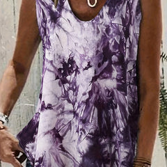 Women's Plus Tie Dye V Neck Tank Top