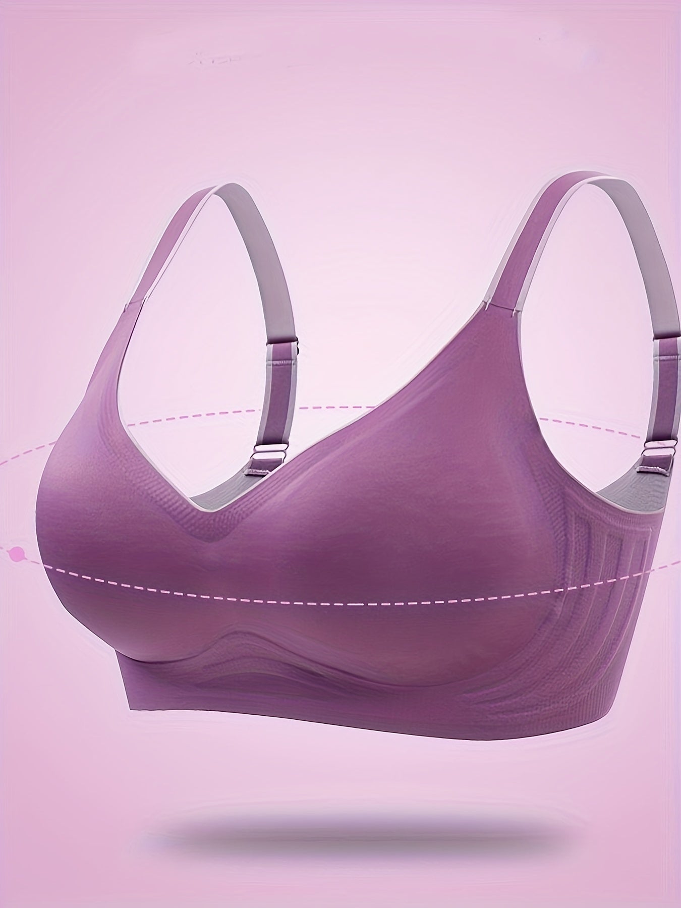 Colorblock Trim Wireless Push Up Bra with Breathable Design