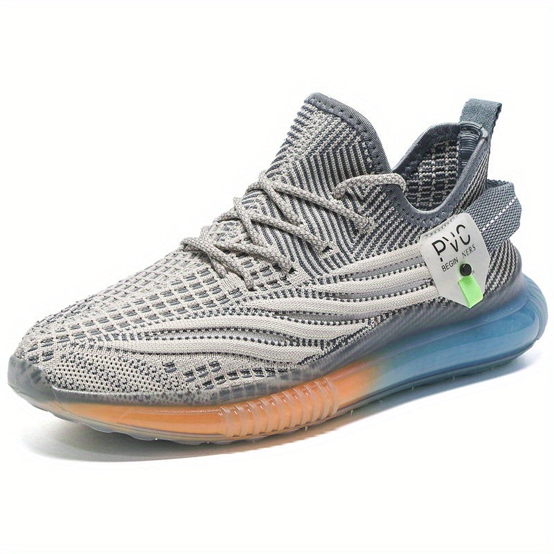 Men's Breathable Knit Lace-Up Sneakers Casual Outdoor Walking Shoes