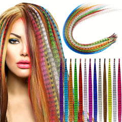 Colorful Feather Crochet Hair Extensions Synthetic Hair Pieces