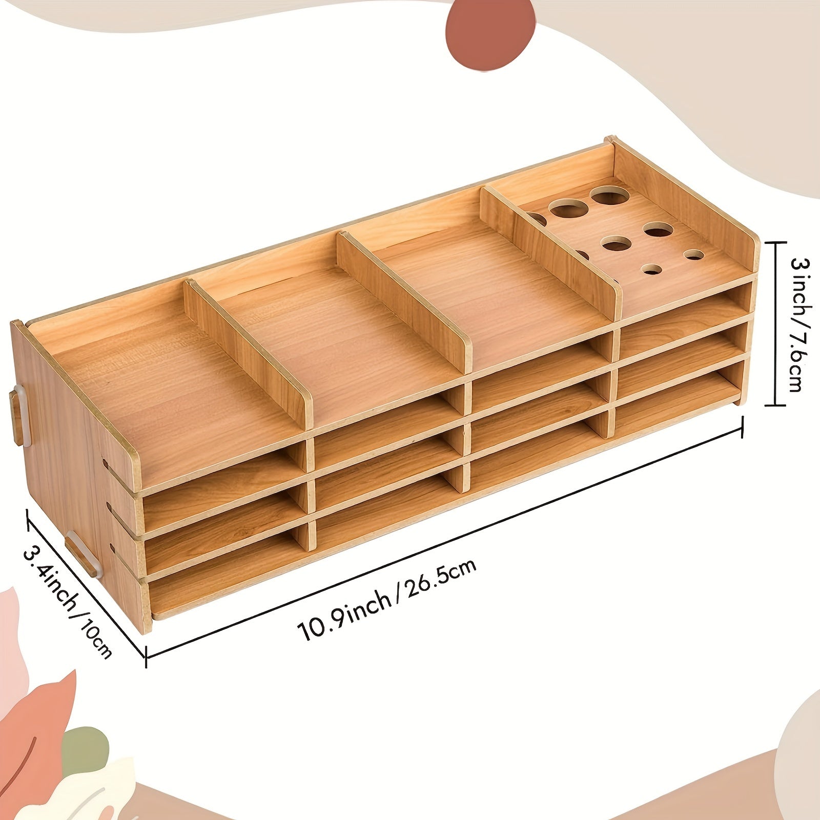 Wooden Diamond Painting Tray Organizer with 16 Grids and 12 Trays