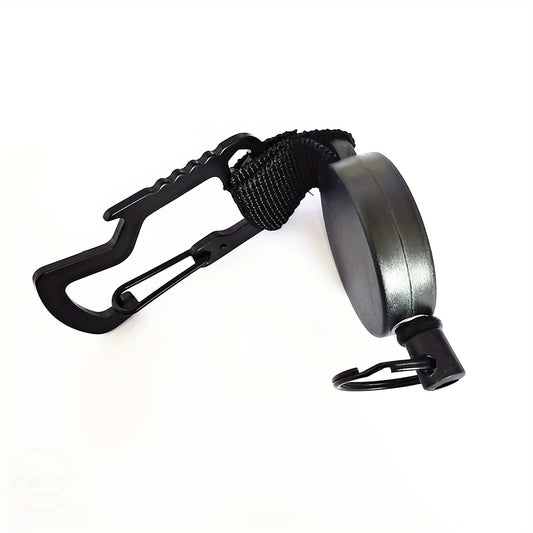 Metal Carabiner with Retractable Lanyard Reel Bottle Opener Keychain
