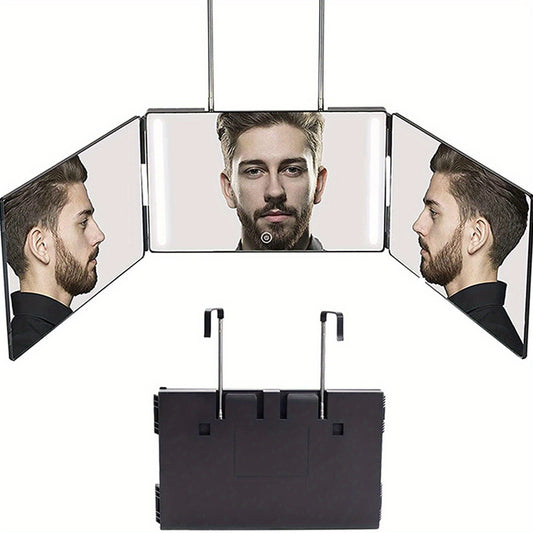 360 Degree Trifold Haircut Mirror for Hair Cutting Shaving Grooming