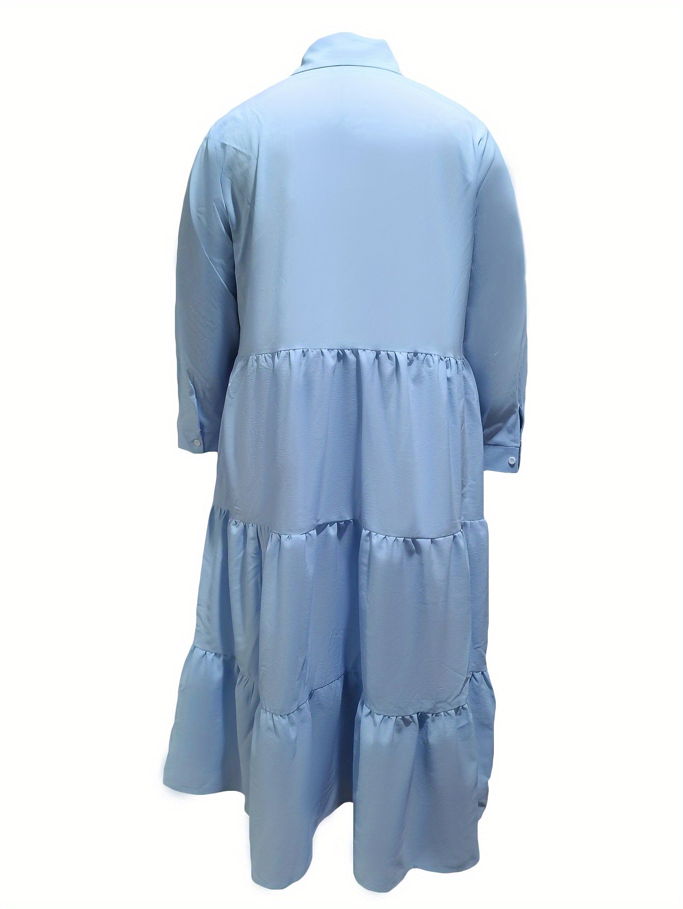  Long Sleeve Button Up Collar Maxi Dress
