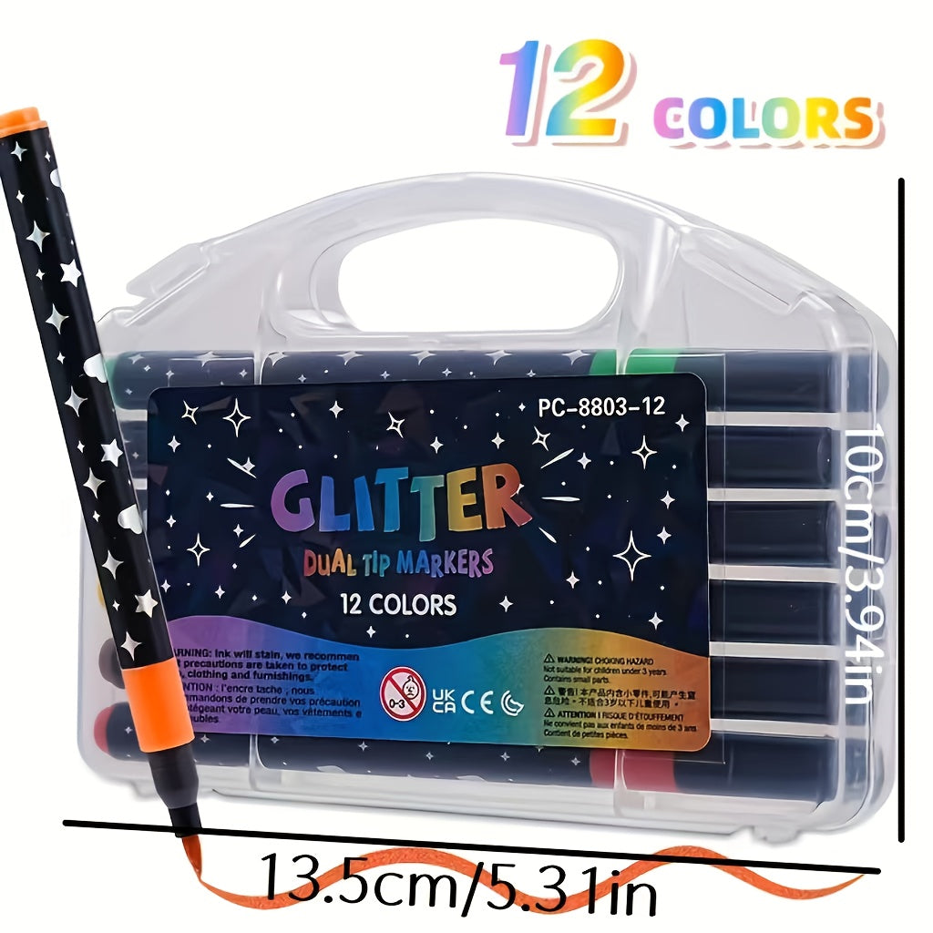 Glitter Marker Pen Water Based Ink Vibrant Colors for Art