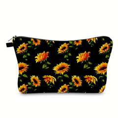 Sunflower Flowers Cosmetic Bag Waterproof Makeup Toiletry Pouch Travel