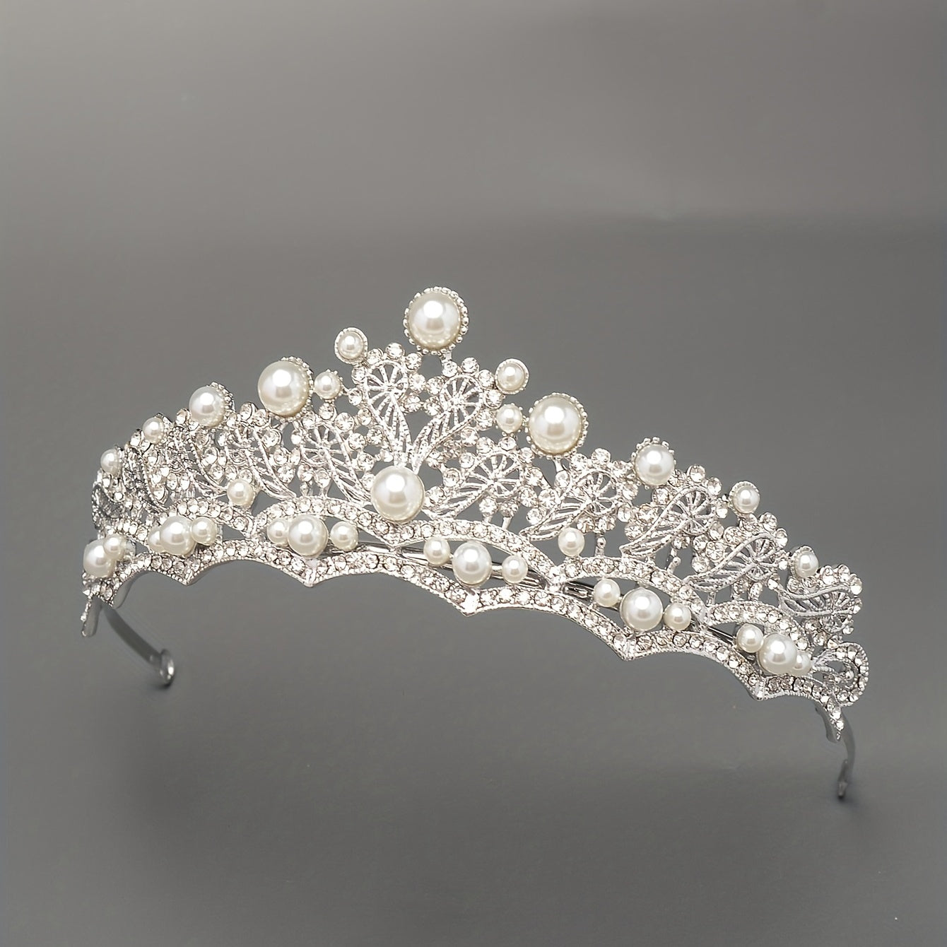 Bridal Tiara Headband Faux Pearl Rhinestone Crown