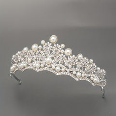 Bridal Tiara Headband Faux Pearl Rhinestone Crown