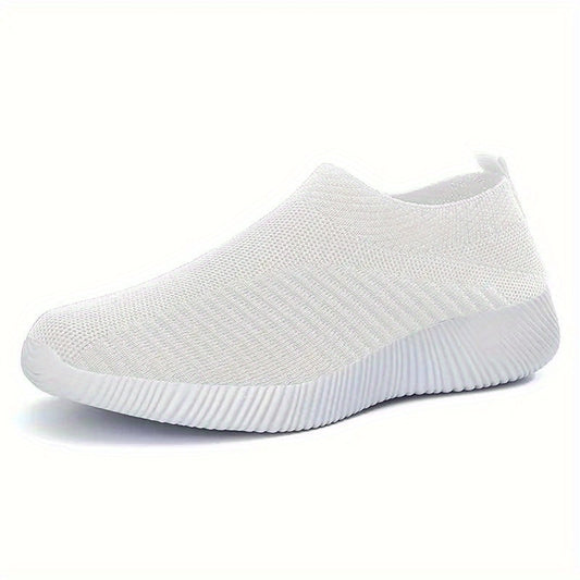 Women's Mesh Sneakers Flying Woven Walking Shoes Slip on Flats