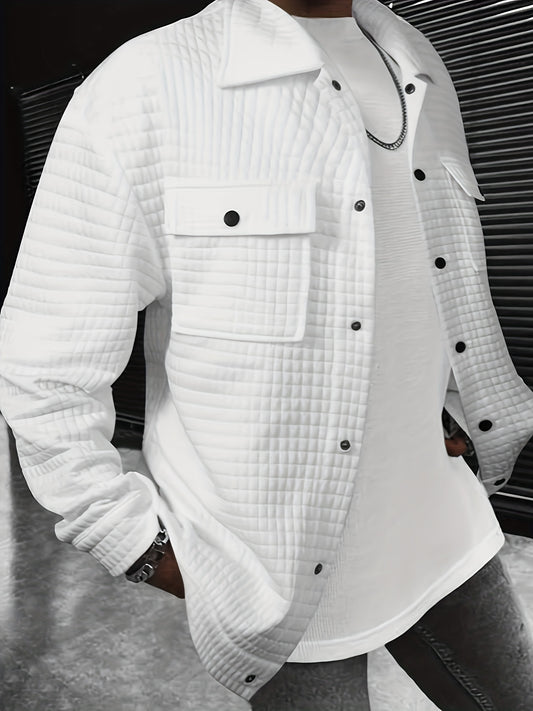 Men's Button Lapel Collar Long Sleeve Jacket