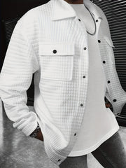 Men's Button Lapel Collar Long Sleeve Jacket