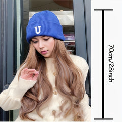 Long Wavy Beanie Wig Knit Hat with Hair Extensions