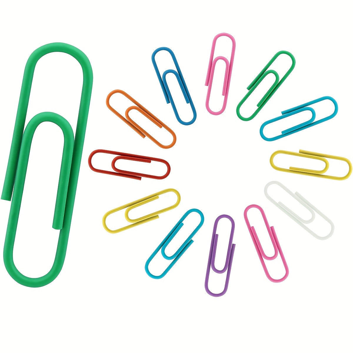 50pcs 2.54cm, 50pcs 3.3cm, 20pcs 5.08cm Large Paperclips - Various Colors