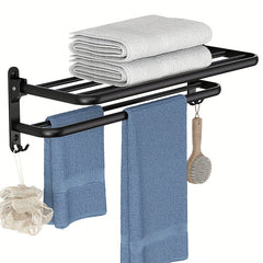 Aluminum Foldable Towel Rack Wall Mounted Bathroom Shelf