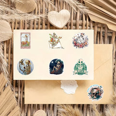 54pcs Skeleton & Floral Sticker Set for Scrapbooking Laptop