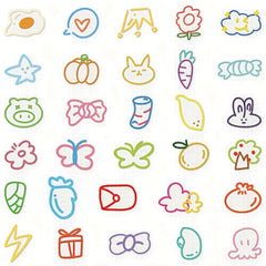 60pcs Cartoon Doodle Stickers Assorted Colors DIY Decals