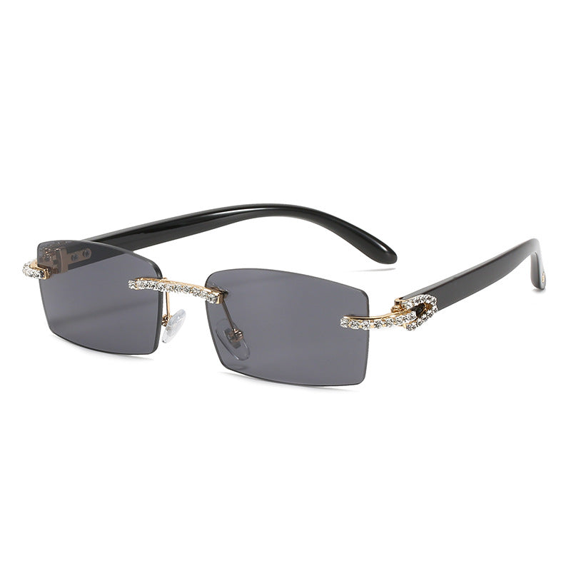 Rimless Sunglasses Rhinestones Boho Sun Glasses Shades UV400