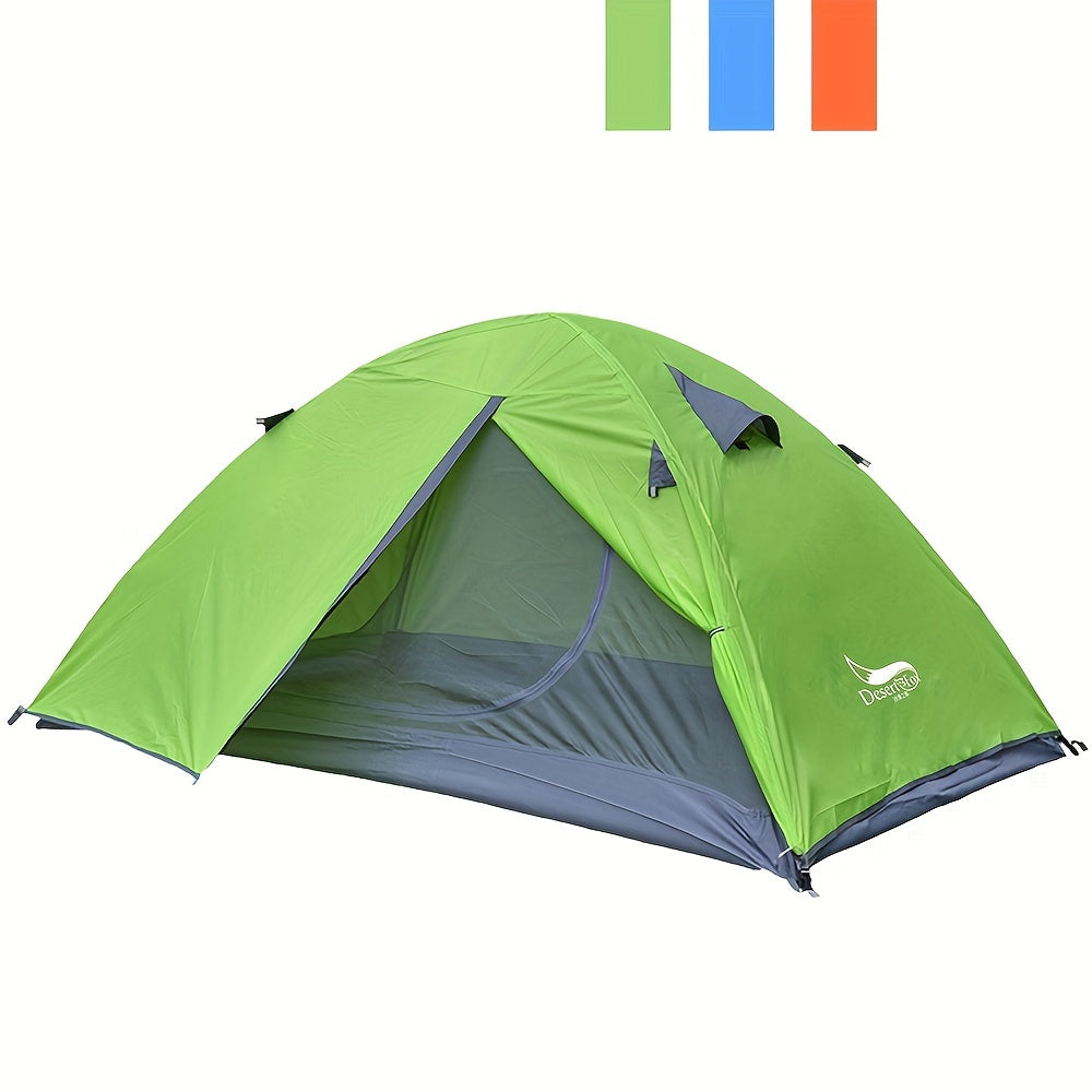 Outdoor Camping Double Layer Tent for 2 People Rainproof & Sunscreen