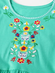 Girls Short Sleeves Embroidery Dress Kids Summer Clothes