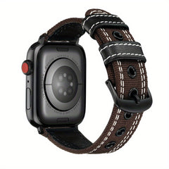 Nylon Spliced Cowhide Watch Strap for Smart Watch