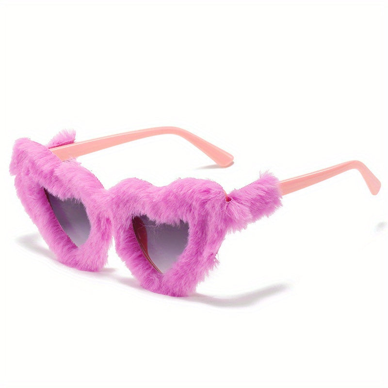 Heart Fluffy Sunglasses For Women Men Candy Glasses Photo Booth Props UV400