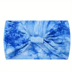 Boho Tie Dye Headband Wide Knotted Hair Band Wrap Turban