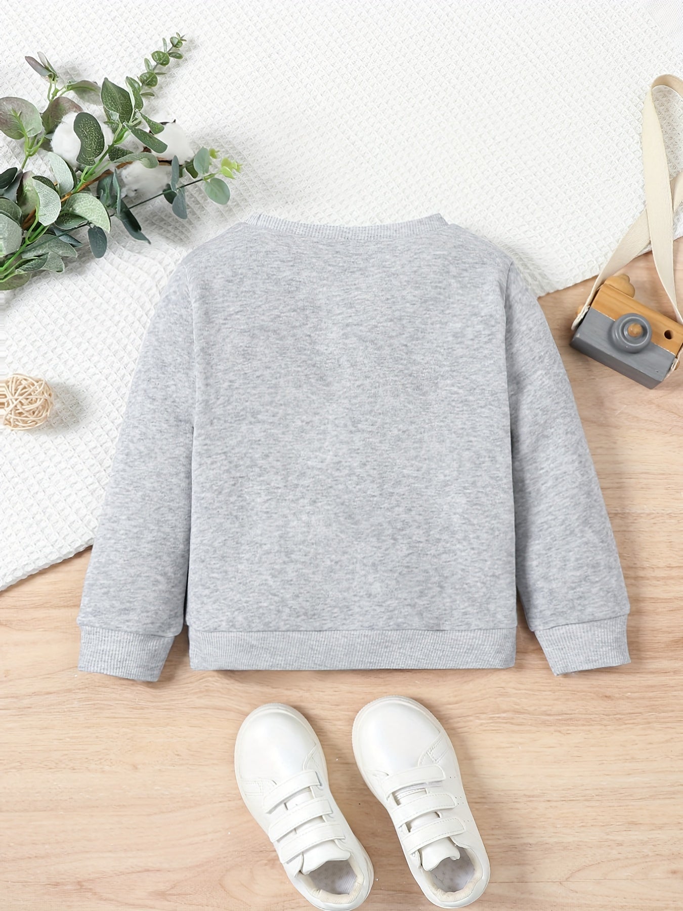 Kid's Thermal Sweatshirt with Print Pullover Crew Neck Long Sleeve Top