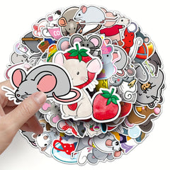 50pcs Mouse Cartoon Animal Stickers for Laptop Helmet Desktop Water Cup