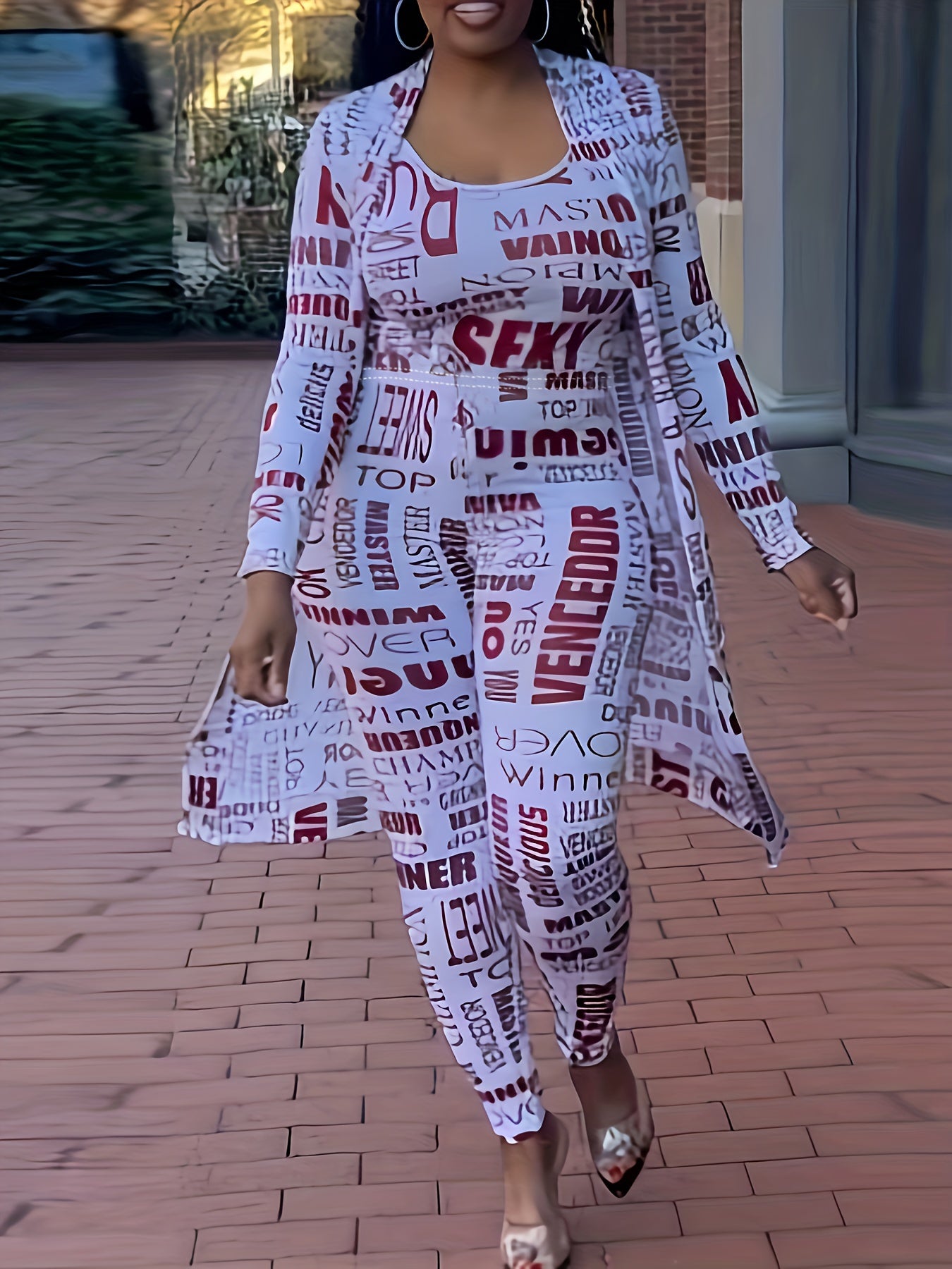  Sexy Outfits Set Women's Plus Letter Print 3 Piece Set