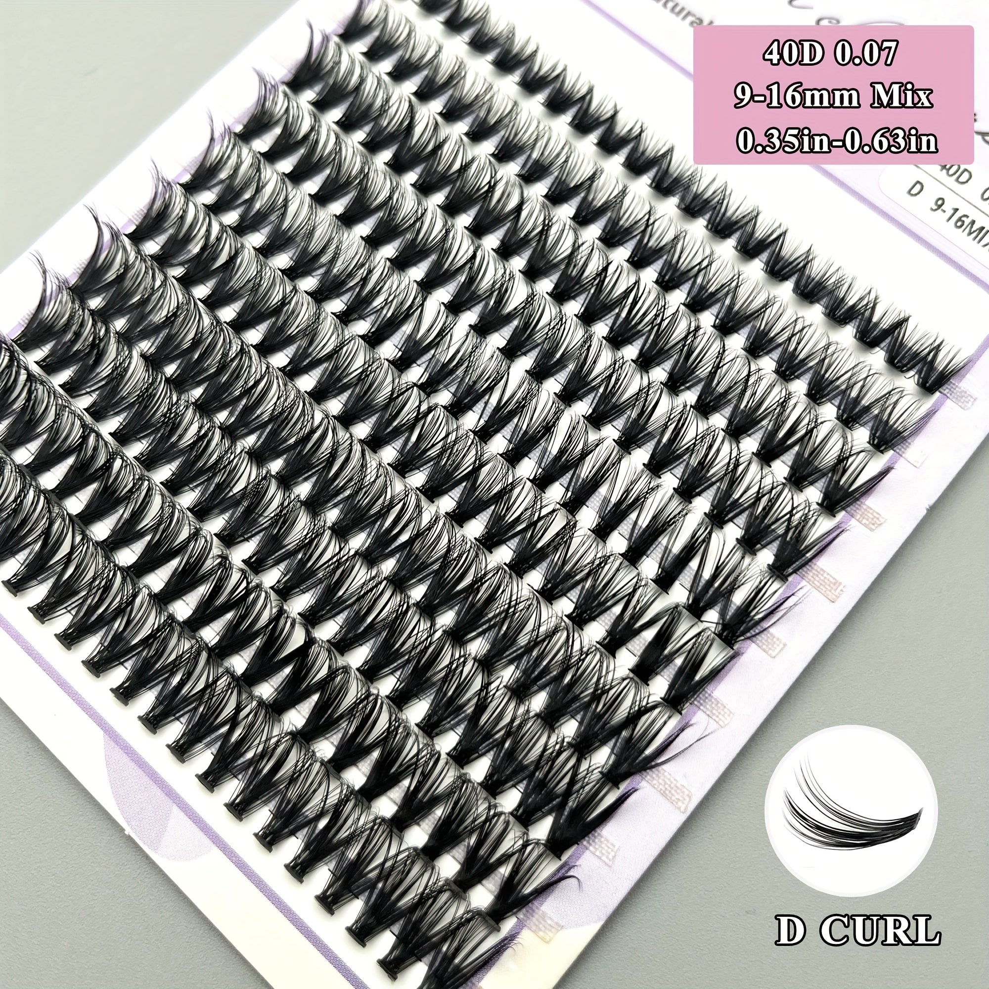 Mikiwi 200Pcs 40D 9 16mm Mix D Curl Cluster Lashes Individual DIY Eyelashes