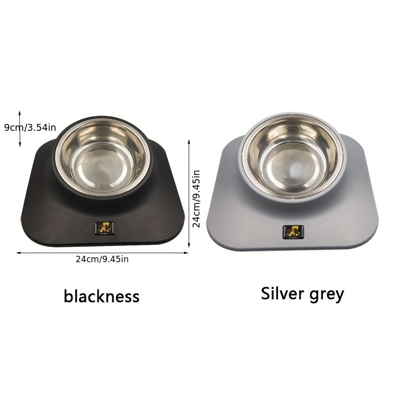 Stainless Steel Elevated Dog Bowl with Non-Slip Mat