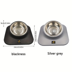 Stainless Steel Elevated Dog Bowl with Non-Slip Mat