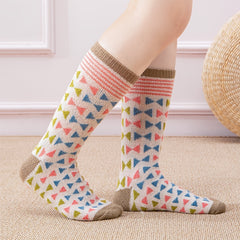 3 Pairs Geometric Pattern Socks Women's Mid Tube Stockings