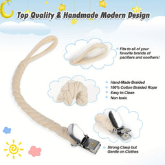 6pcs Unisex Pacifier Clips Braided Holders for Boys & Girls