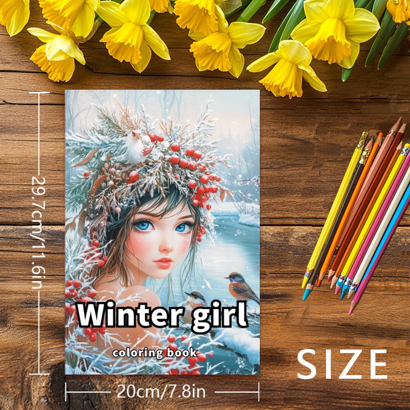 Winter Girl Coloring Book for Adults - Anxiety Relief