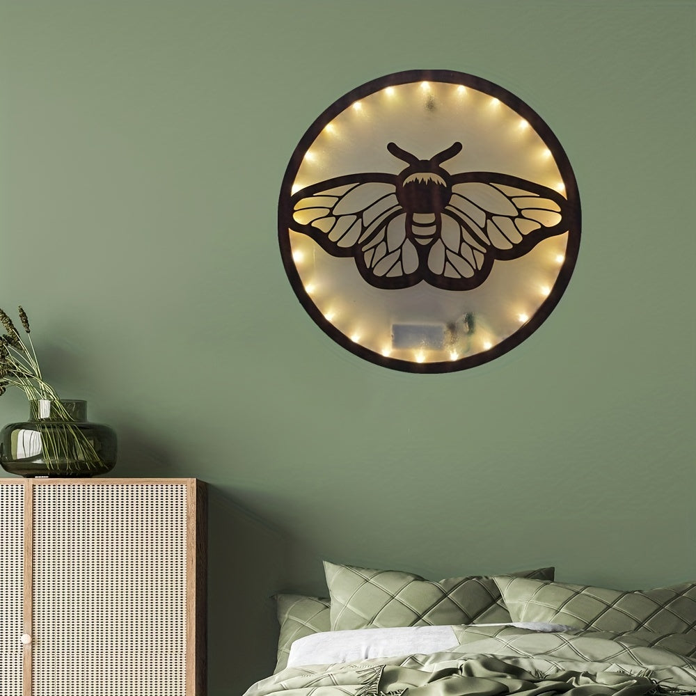 LED Lights Wooden Board Butterfly Wall Decoration Nursery Supplies