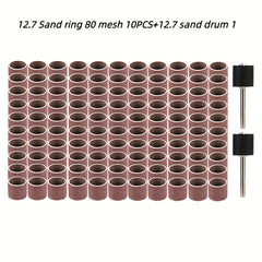 50pcs 80 Mesh Sand Ring & 1Pc 12.7 Sand Drum Combo Set for Rotary Tools
