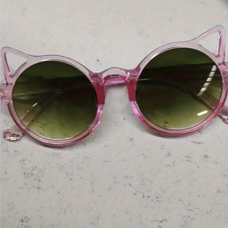 Cat Ear Sunglasses UV Protection Round Frame for Girls
