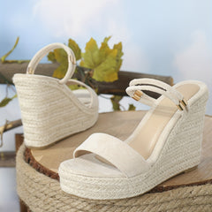 Women's Wedge Espadrille Sandals Open Toe Slip On Platform Heels Comfortable