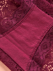 3pcs Floral Lace Briefs Comfy & Breathable Intimates Panties Women's Lingerie