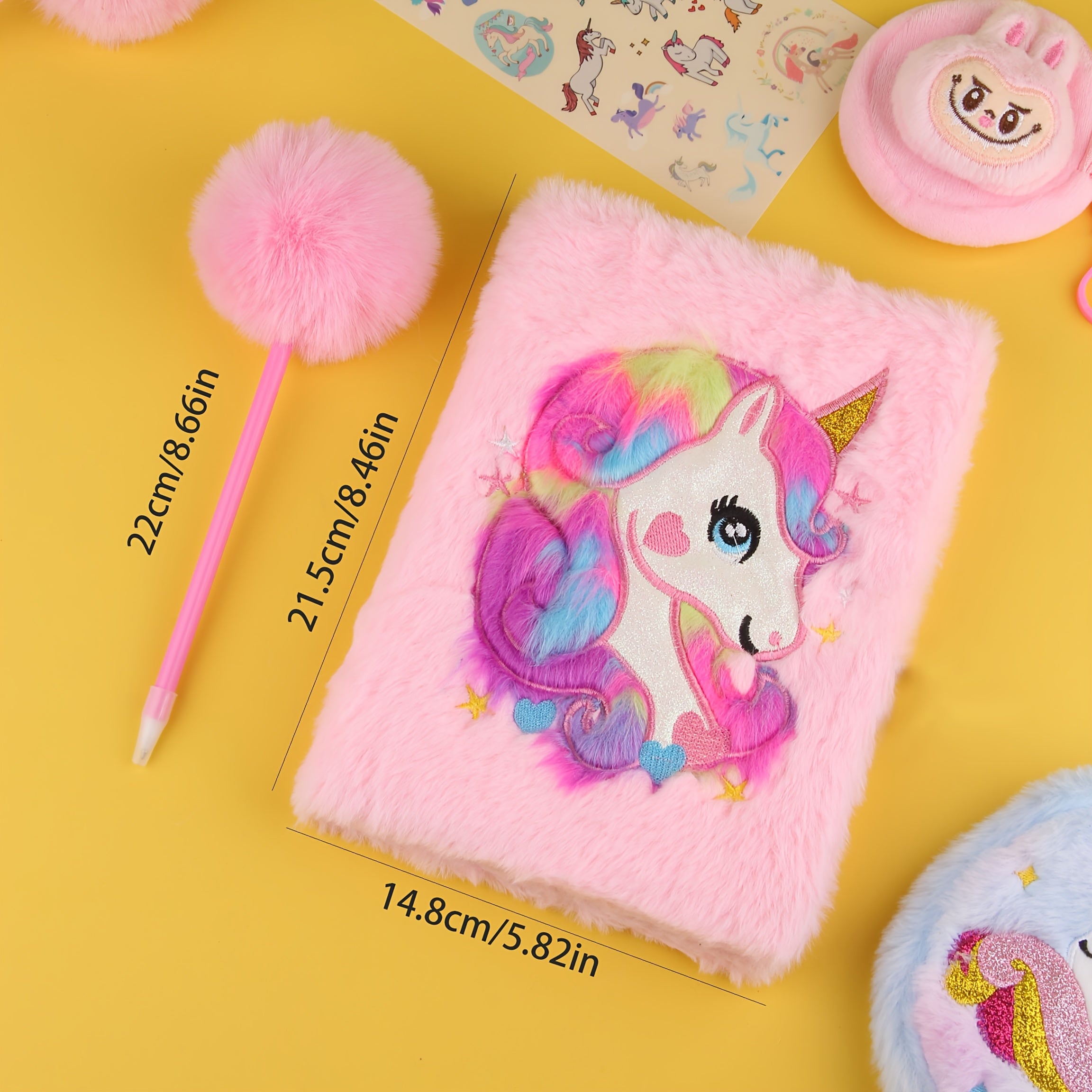 Cartoon Plush Notebook Pink Fantasy Purple 80 Sheets