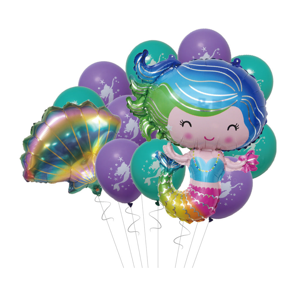 12pcs Ocean Theme Mermaid Balloons Set Party Decoration Birthday Decor