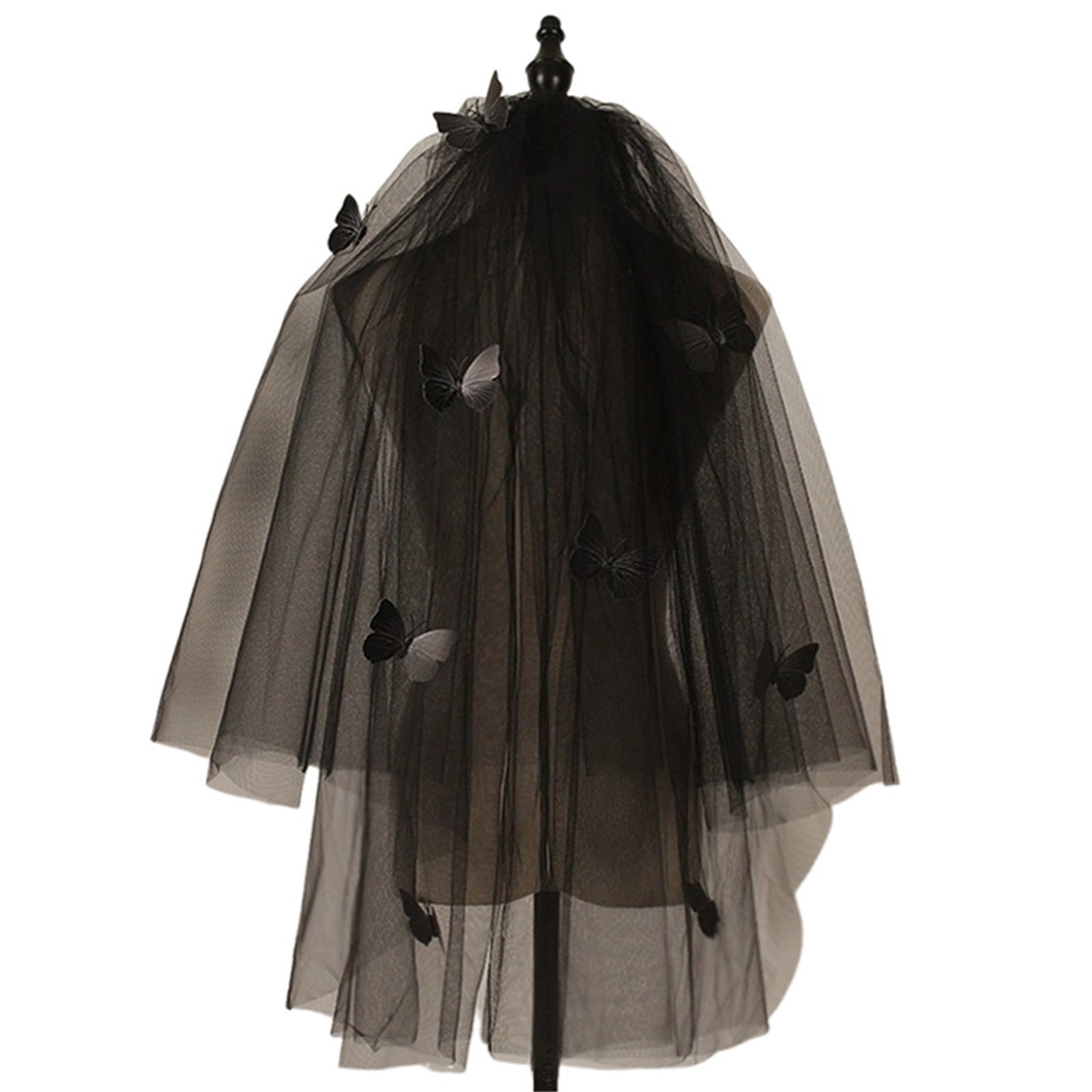 Tulle Bridal Veil with Butterfly Hair Accessory for Weddings