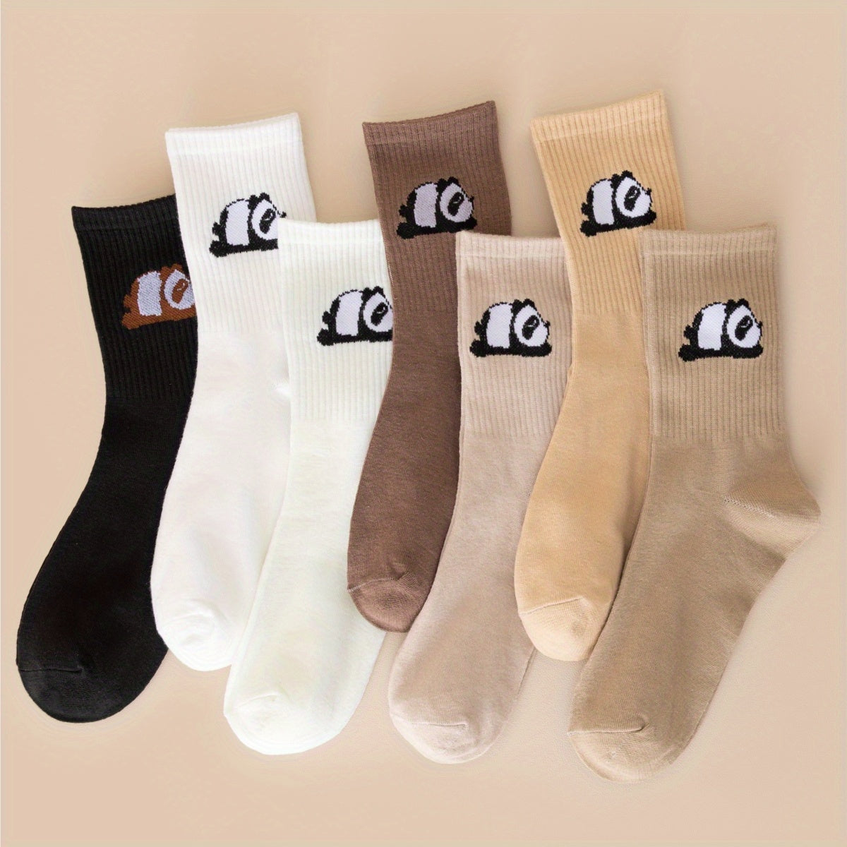 7 Pairs Panda Print Socks Breathable All Match Stockings