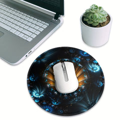 Golden Flower Pattern Round Game Mouse Pad 20x20cm