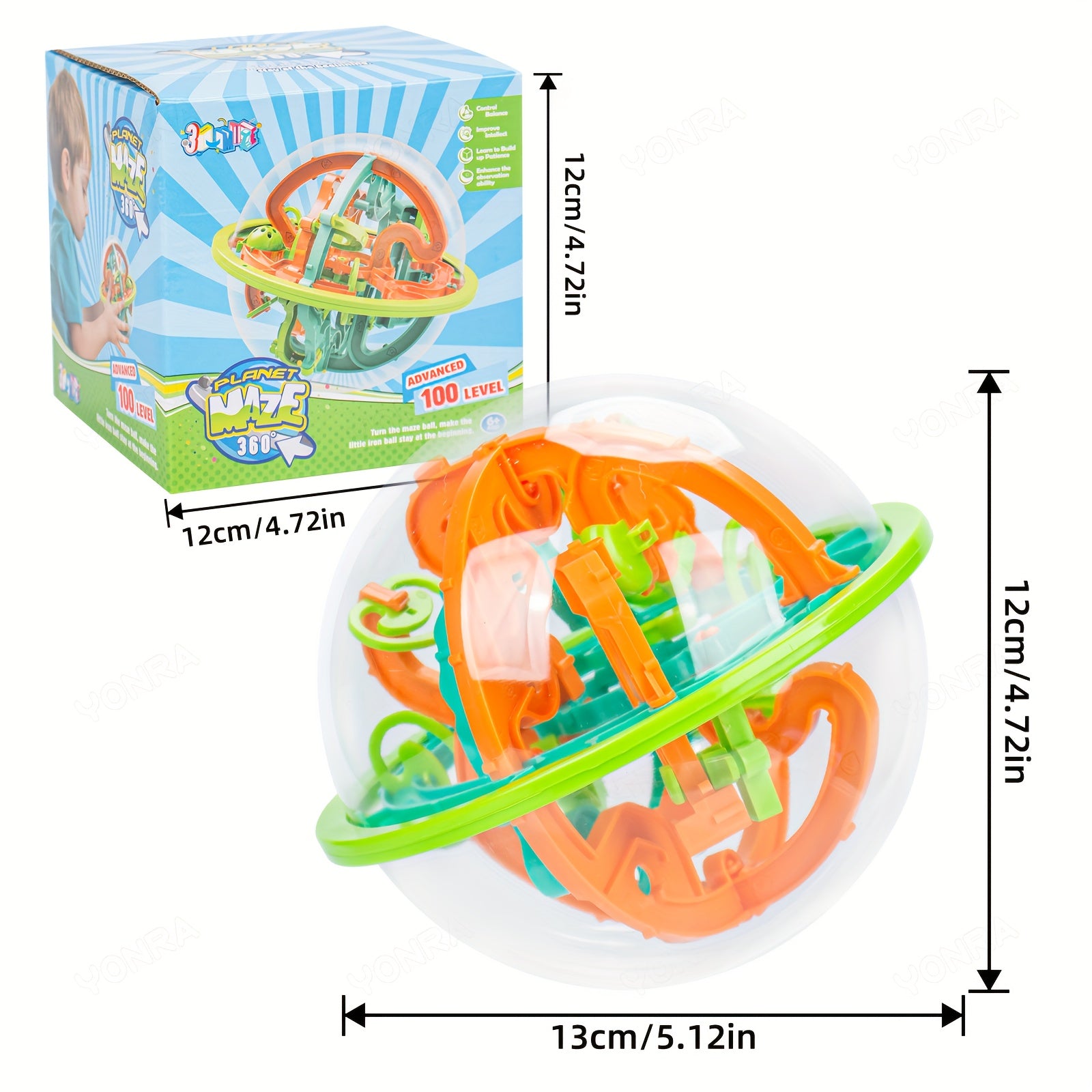 3D Puzzle Ball Brain Game Toys for Kids, Maze Ball with 100 Obstacles