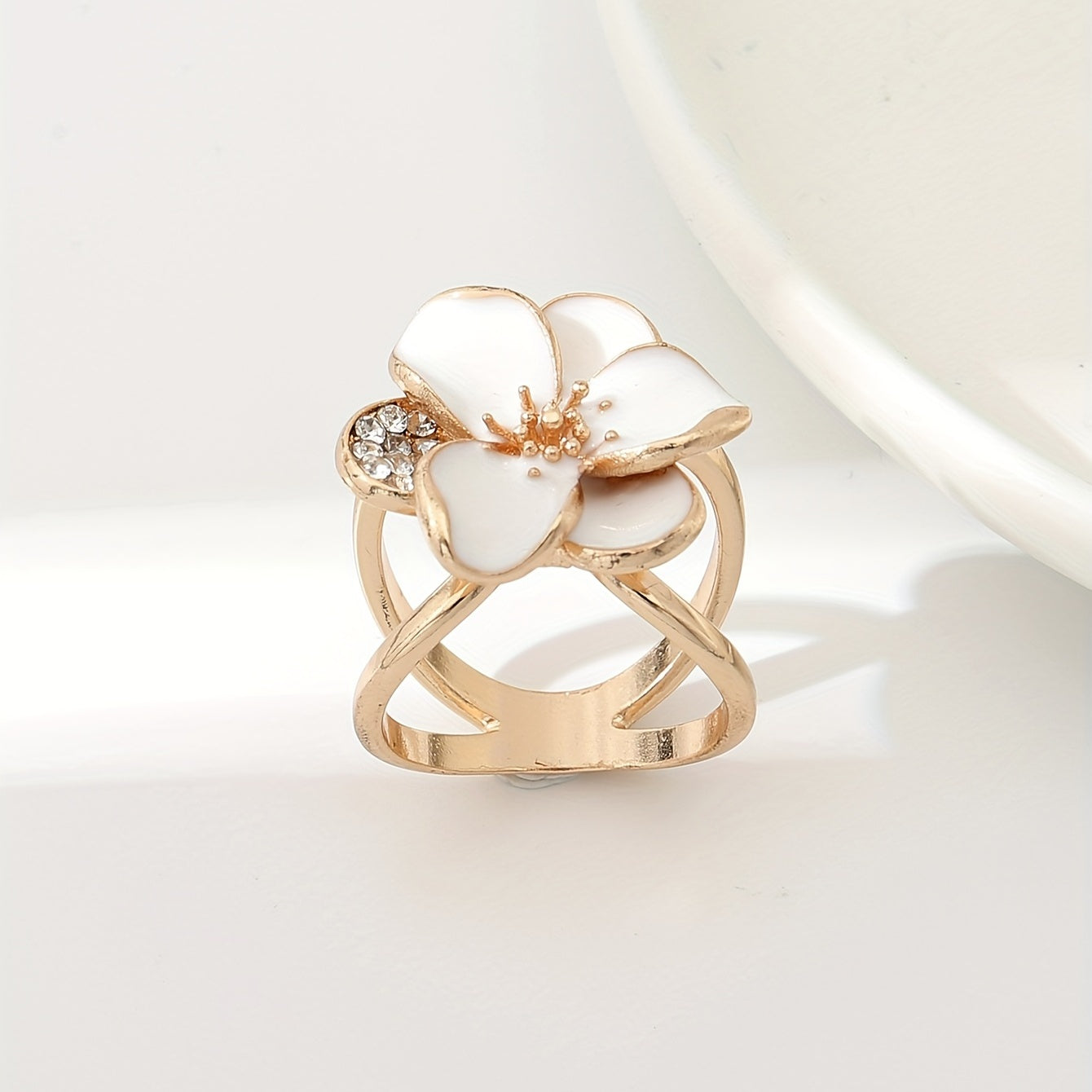 Rose Bead Silky Scarf Buckle Ring for Women
